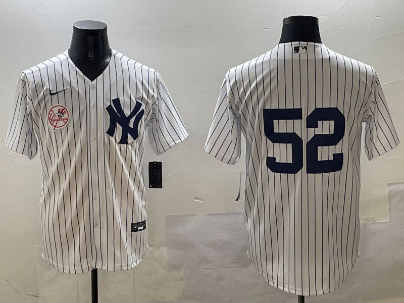 Men New York Yankees #52 No Name White Stripe Game 2025 Nike MLB Jersey style 3->new york yankees->MLB Jersey